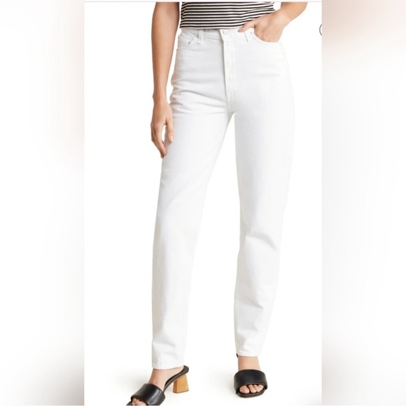 MOTHER Snacks High Waist Twizzy Jean Skimp Sticky Rice White Straight Leg 34 NEW - Picture 1 of 14
